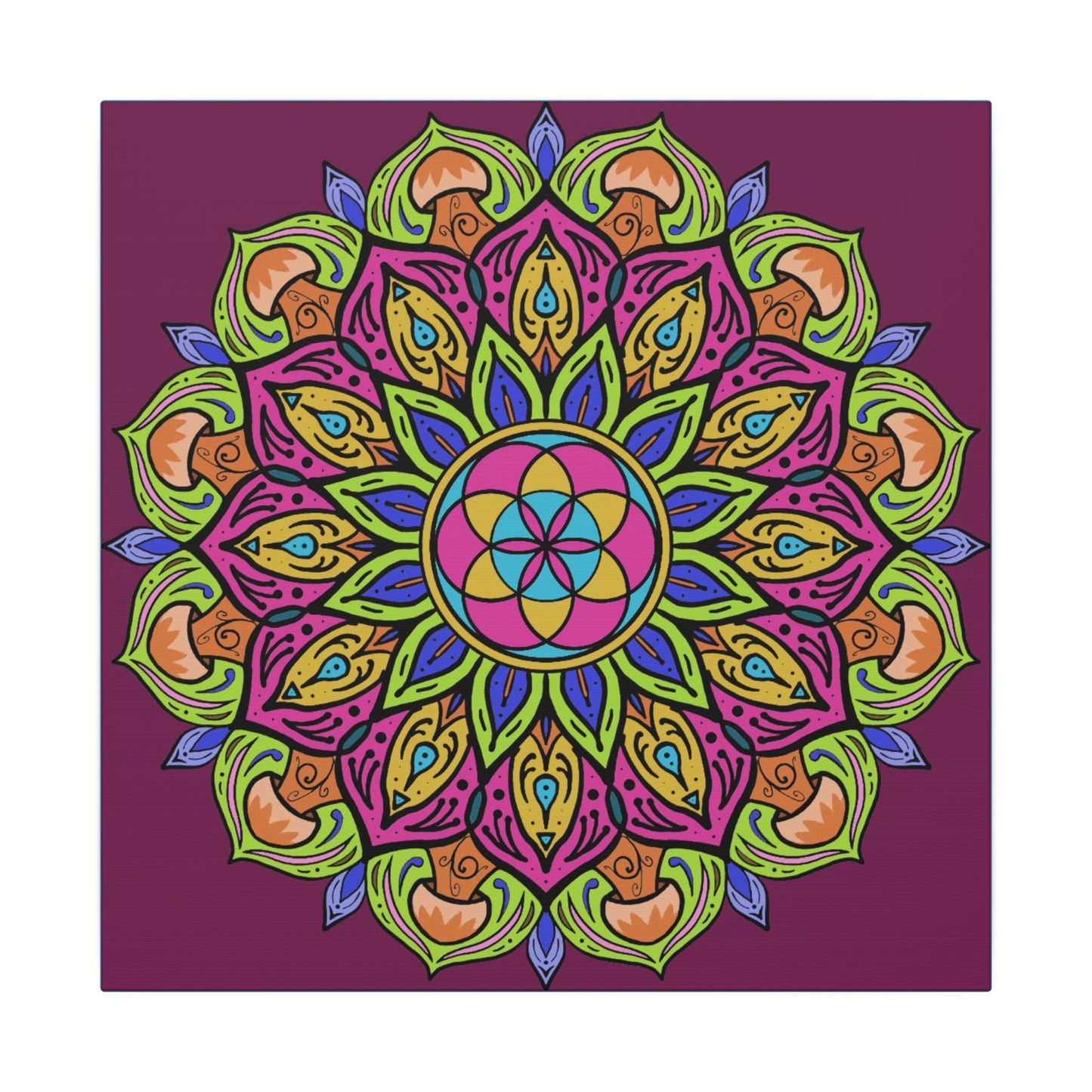 Meditation Tool "The Power of Mushrooms" Digital Art by AlmaLaterArt, Canvas Print, Sacred Geometry Mandala,Psychedelic Visionary Art