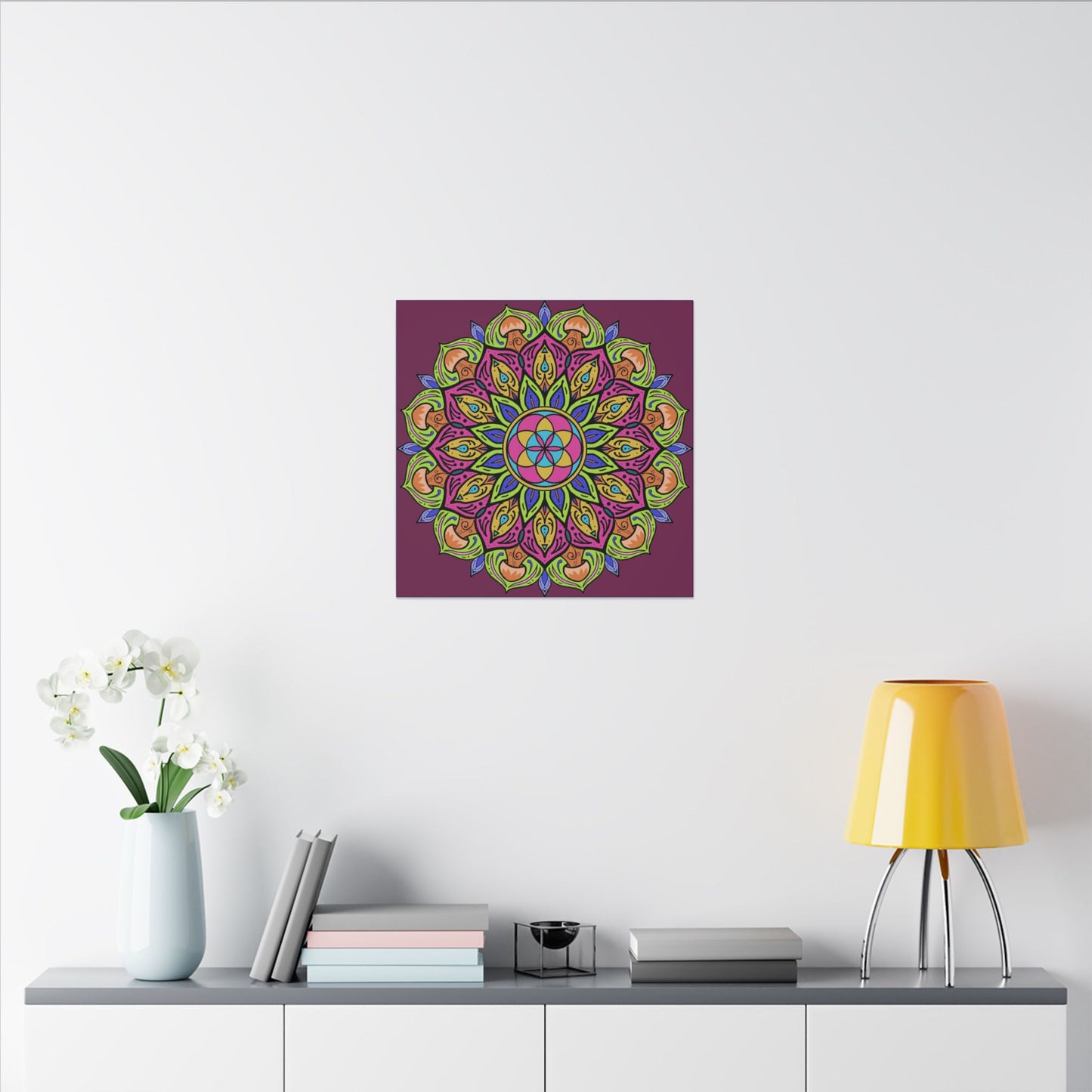 Meditation Tool "The Power of Mushrooms" Digital Art by AlmaLaterArt, Canvas Print, Sacred Geometry Mandala,Psychedelic Visionary Art