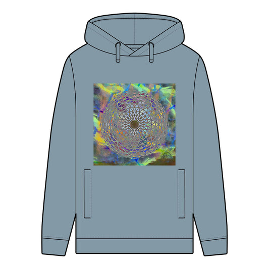 Organic Hoodie with Eye of the Storm Torus Art Sacred Geometry Design