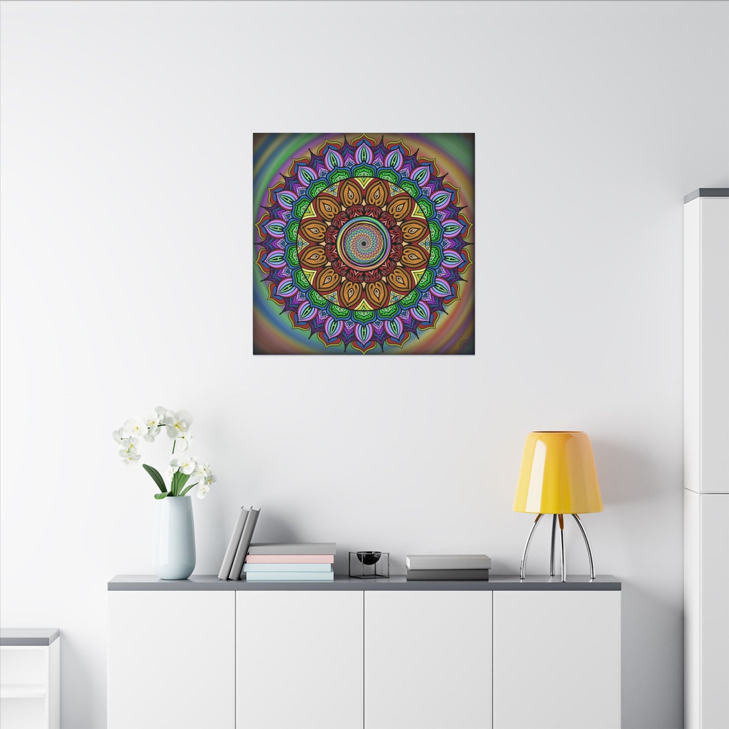 Mandala Canvas Art Print, Tears of Change, By AlmaLaterArt, Mandala Rainbow Swirl, Sacred Geometry, Visionary Art for Meditation, Psychedelic Decor, Wall art