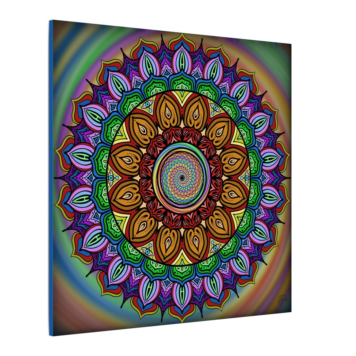 Mandala Canvas Art Print, Tears of Change, By AlmaLaterArt, Mandala Rainbow Swirl, Sacred Geometry, Visionary Art for Meditation, Psychedelic Decor, Wall art