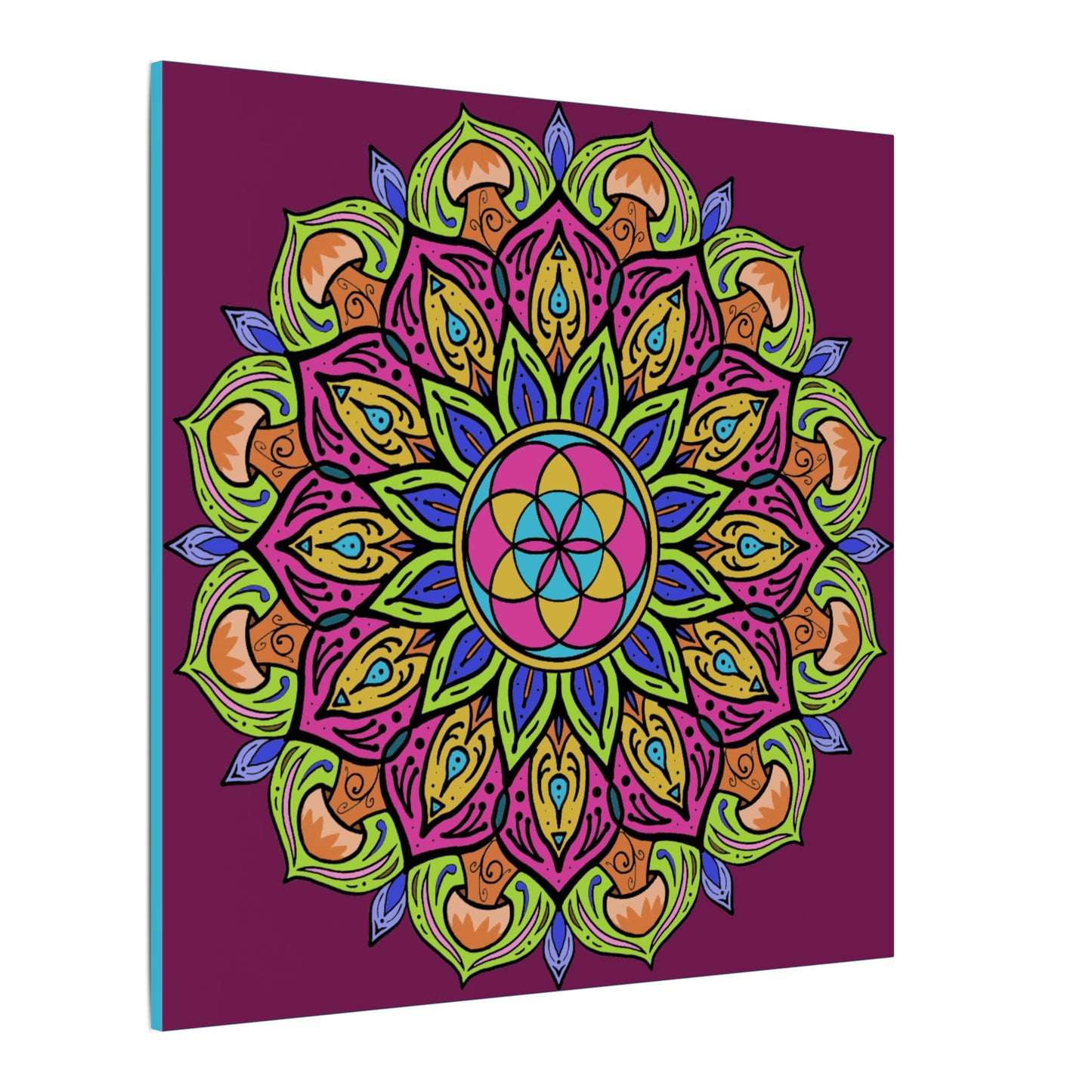 Meditation Tool "The Power of Mushrooms" Digital Art by AlmaLaterArt, Canvas Print, Sacred Geometry Mandala,Psychedelic Visionary Art