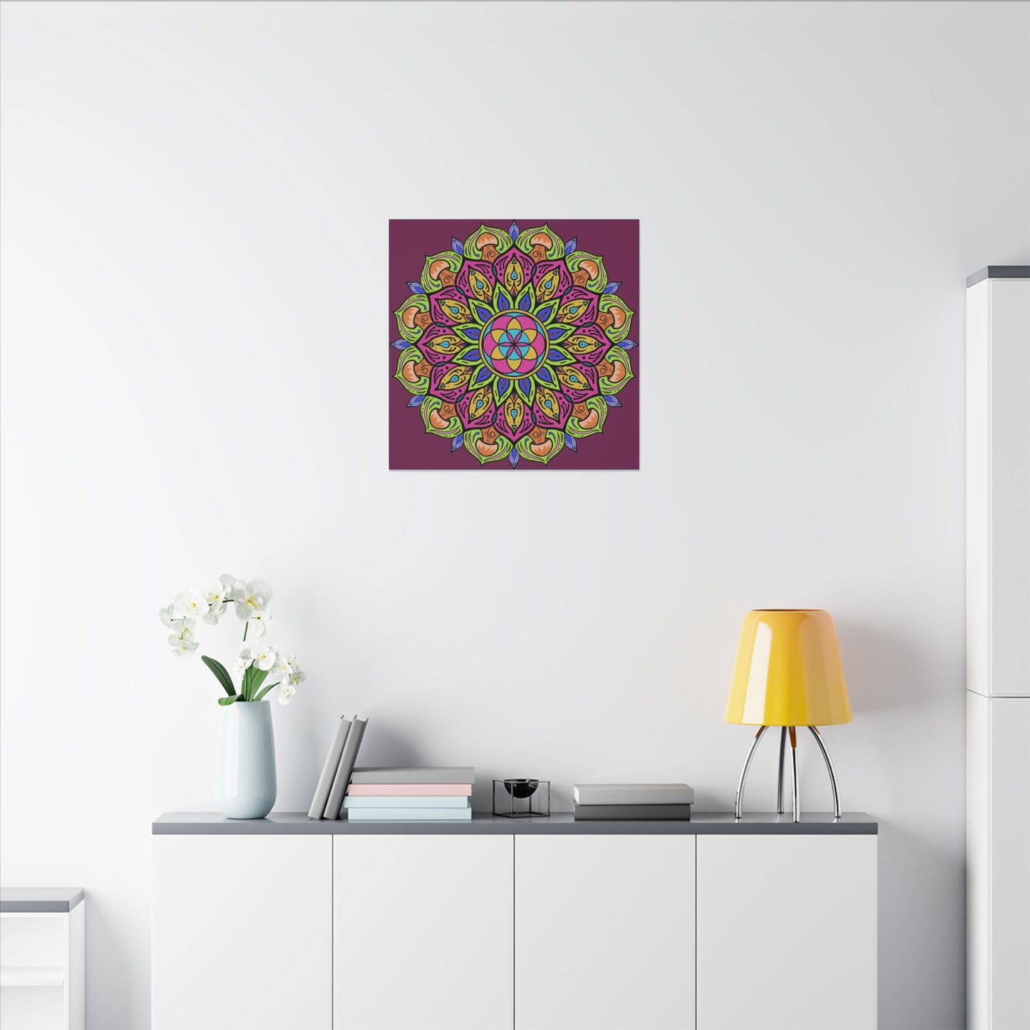 Meditation Tool "The Power of Mushrooms" Digital Art by AlmaLaterArt, Canvas Print, Sacred Geometry Mandala,Psychedelic Visionary Art