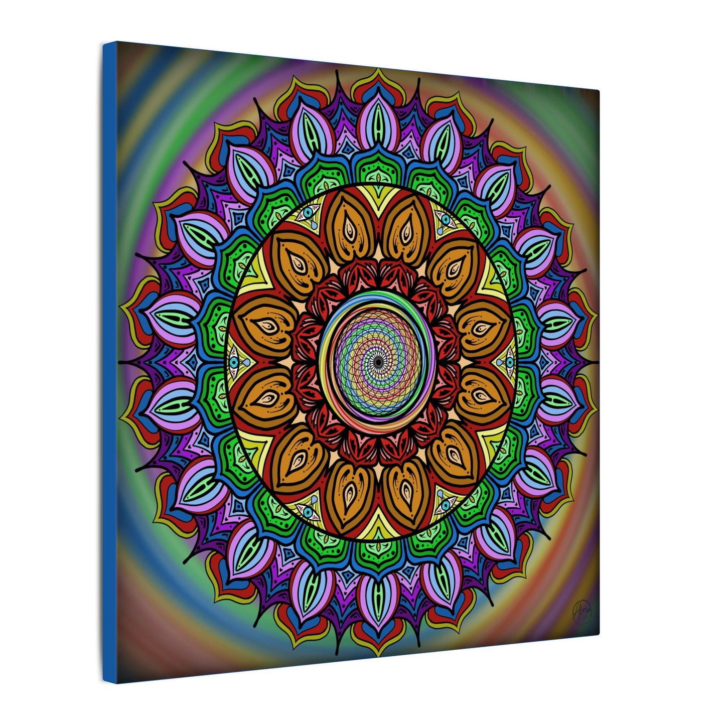 Mandala Canvas Art Print, Tears of Change, By AlmaLaterArt, Mandala Rainbow Swirl, Sacred Geometry, Visionary Art for Meditation, Psychedelic Decor, Wall art