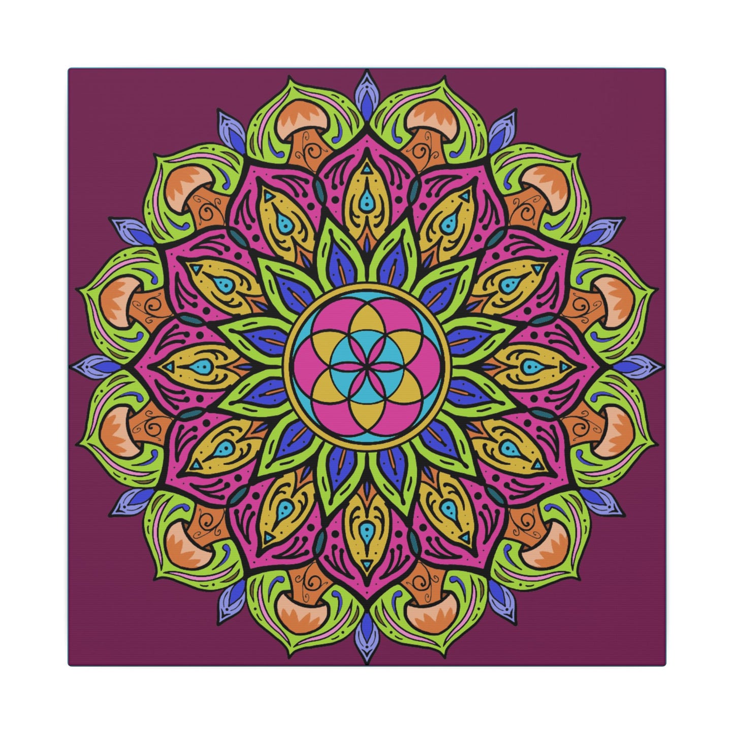 Meditation Tool "The Power of Mushrooms" Digital Art by AlmaLaterArt, Canvas Print, Sacred Geometry Mandala,Psychedelic Visionary Art
