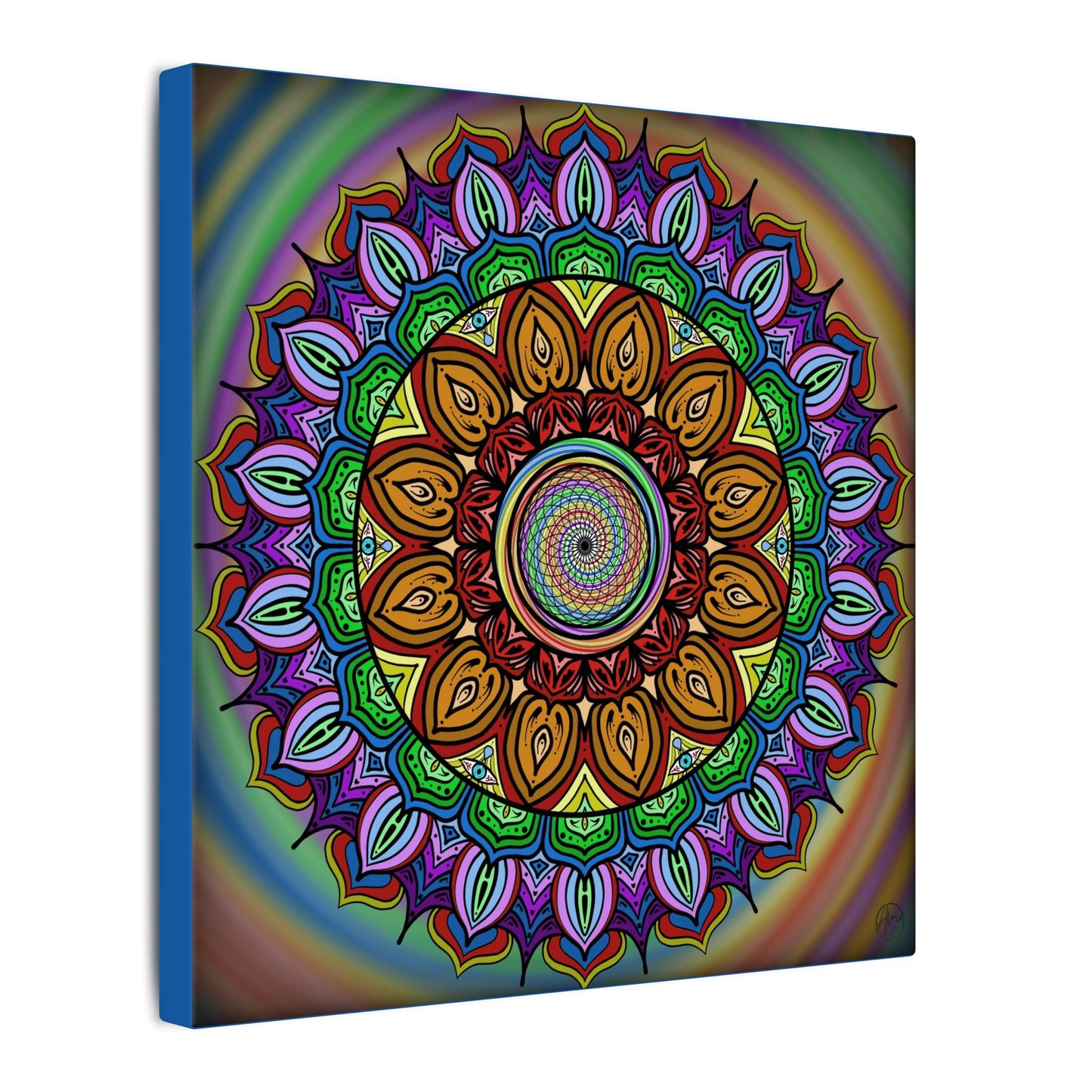 Mandala Canvas Art Print, Tears of Change, By AlmaLaterArt, Mandala Rainbow Swirl, Sacred Geometry, Visionary Art for Meditation, Psychedelic Decor, Wall art