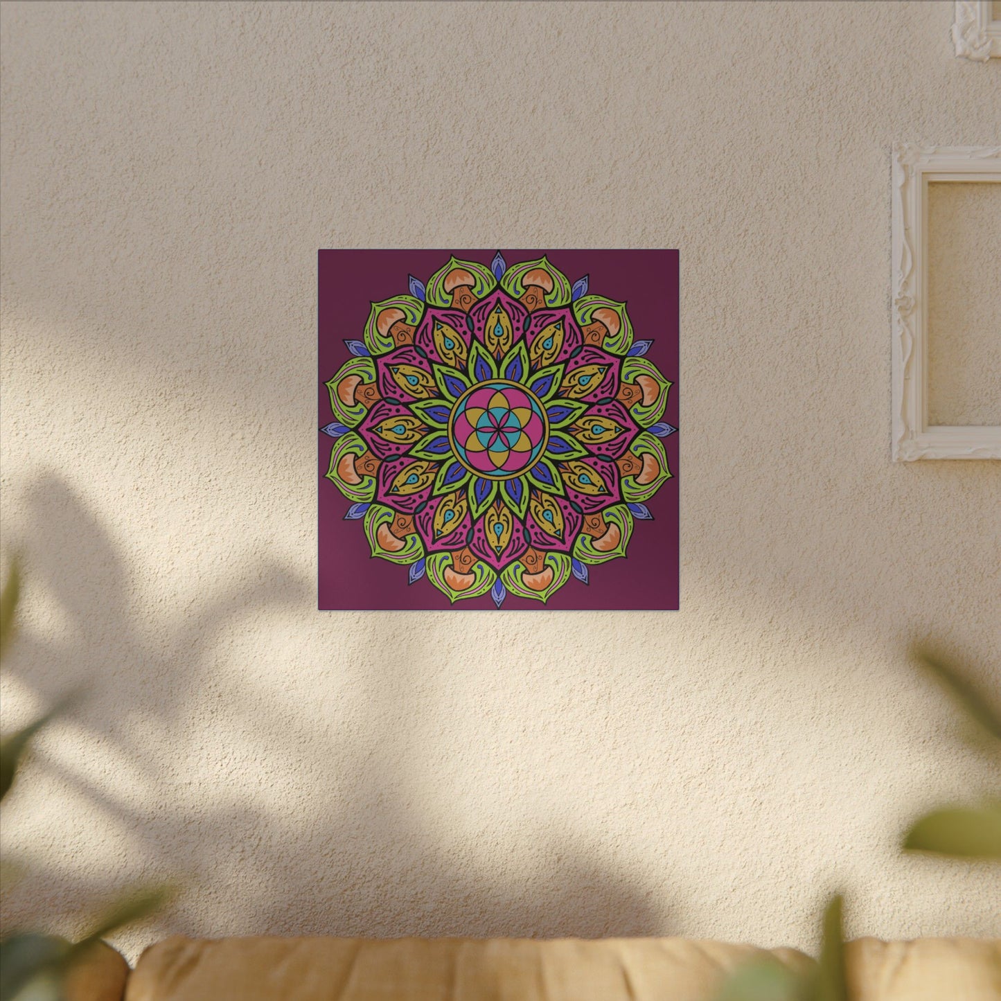 Meditation Tool "The Power of Mushrooms" Digital Art by AlmaLaterArt, Canvas Print, Sacred Geometry Mandala,Psychedelic Visionary Art